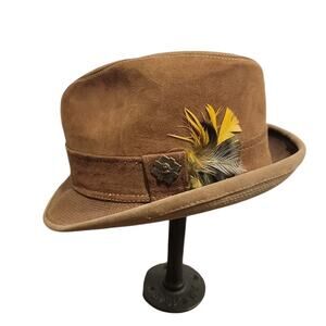 Vintage TownCraft Fedora Hat Suede - Men's Small Brown